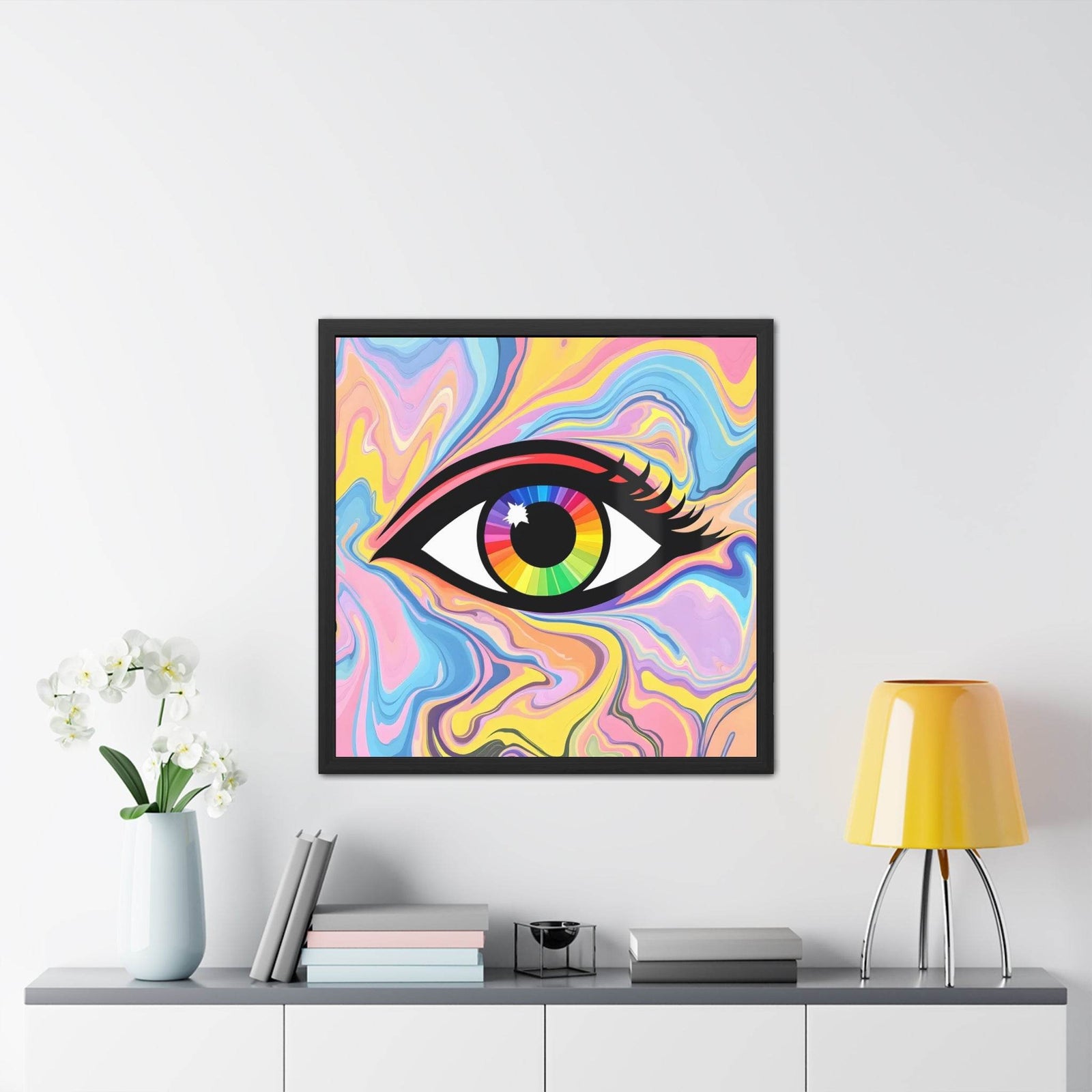 PsEyeFlow #16 - Spectrum Pulse. ( wood Framed semi-gloss coated paper ) - Highdellic