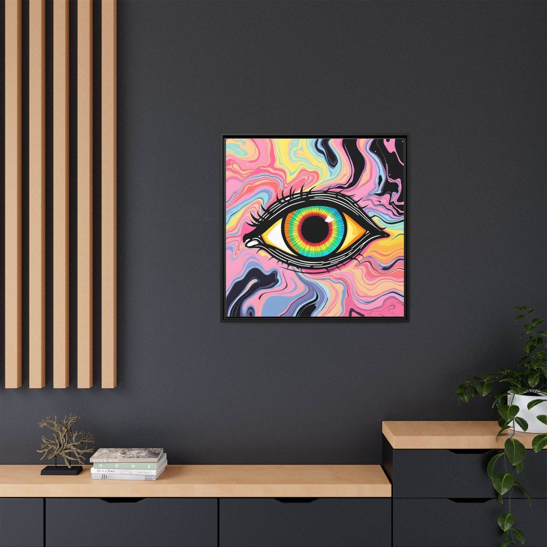 PsEyeFlow #33 – The Watcher’s Descent on Framed Matte Canvas (multi colour) - Highdellic