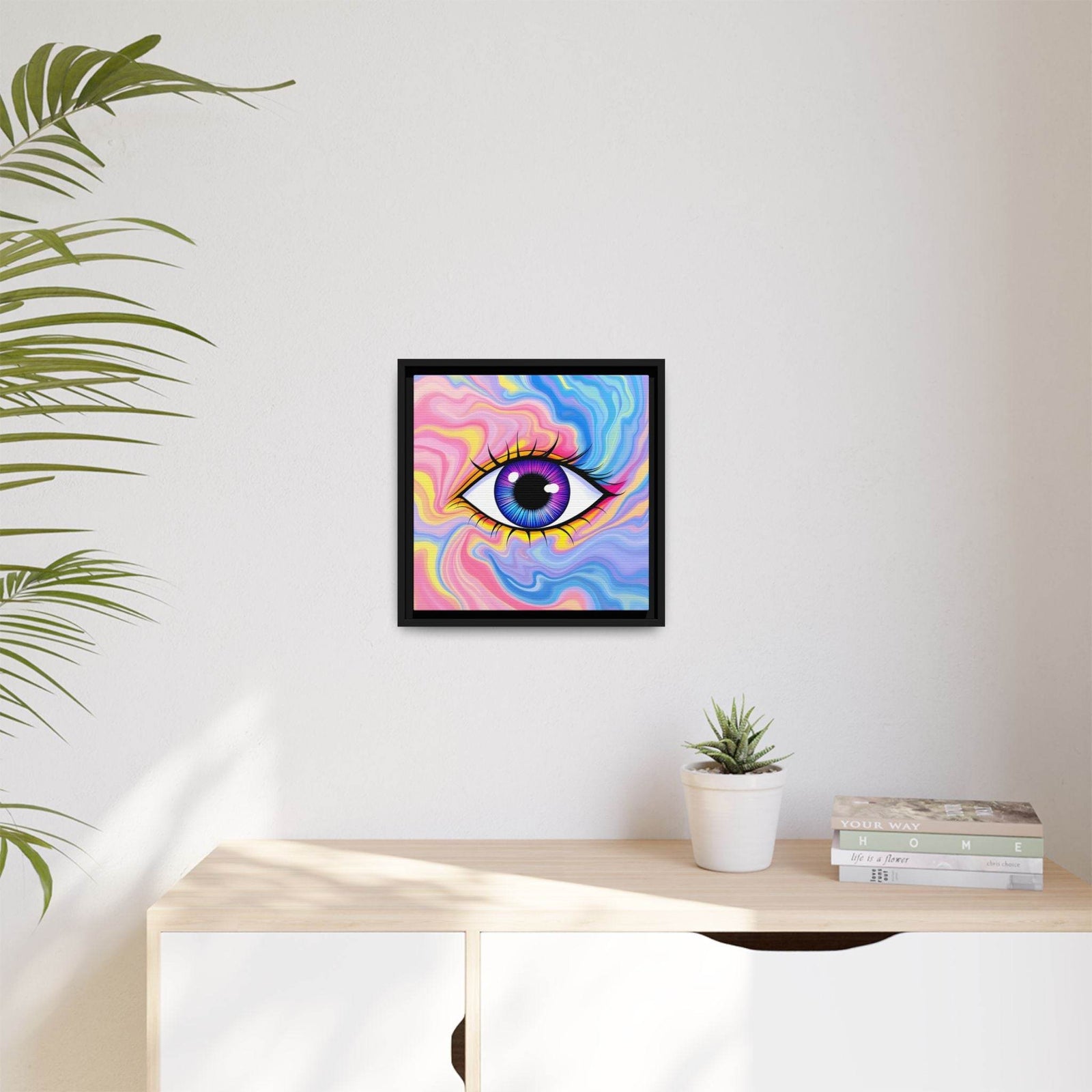 PsEyeFlow #28 - Cosmic Mirage on Framed Matte Canvas (Multi-color) - Highdellic