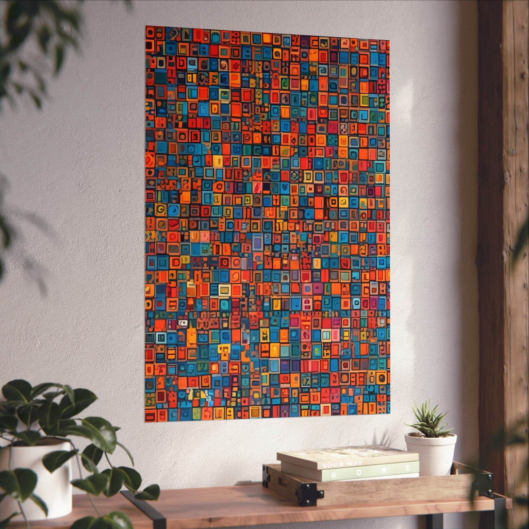 PsEyeCode #1 - Digital Mosaic on Vertical (2:3) Fine Art Poster - Highdellic