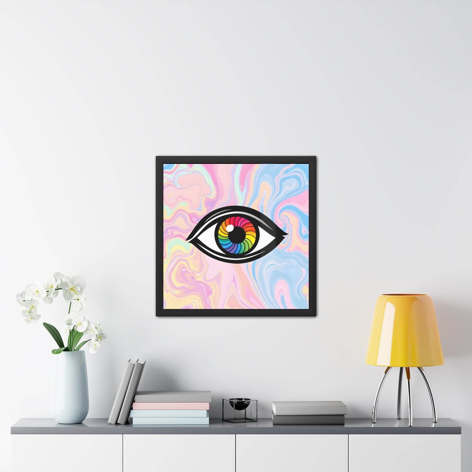 PsEyeFlow #10 - Hypnotic Spectrum. ( wood Framed semi-gloss coated paper ) - Highdellic