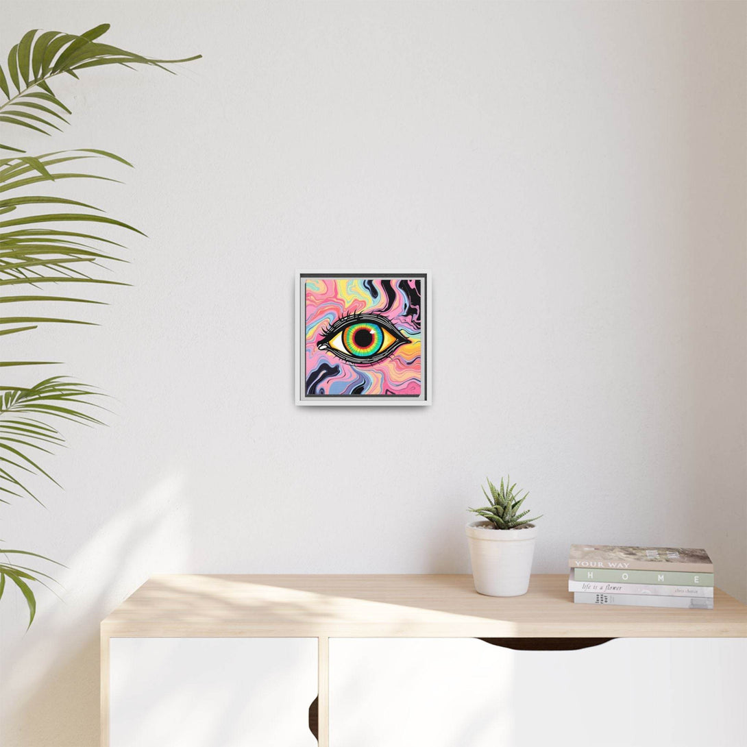 PsEyeFlow #33 – The Watcher’s Descent on Framed Matte Canvas (multi colour) - Highdellic