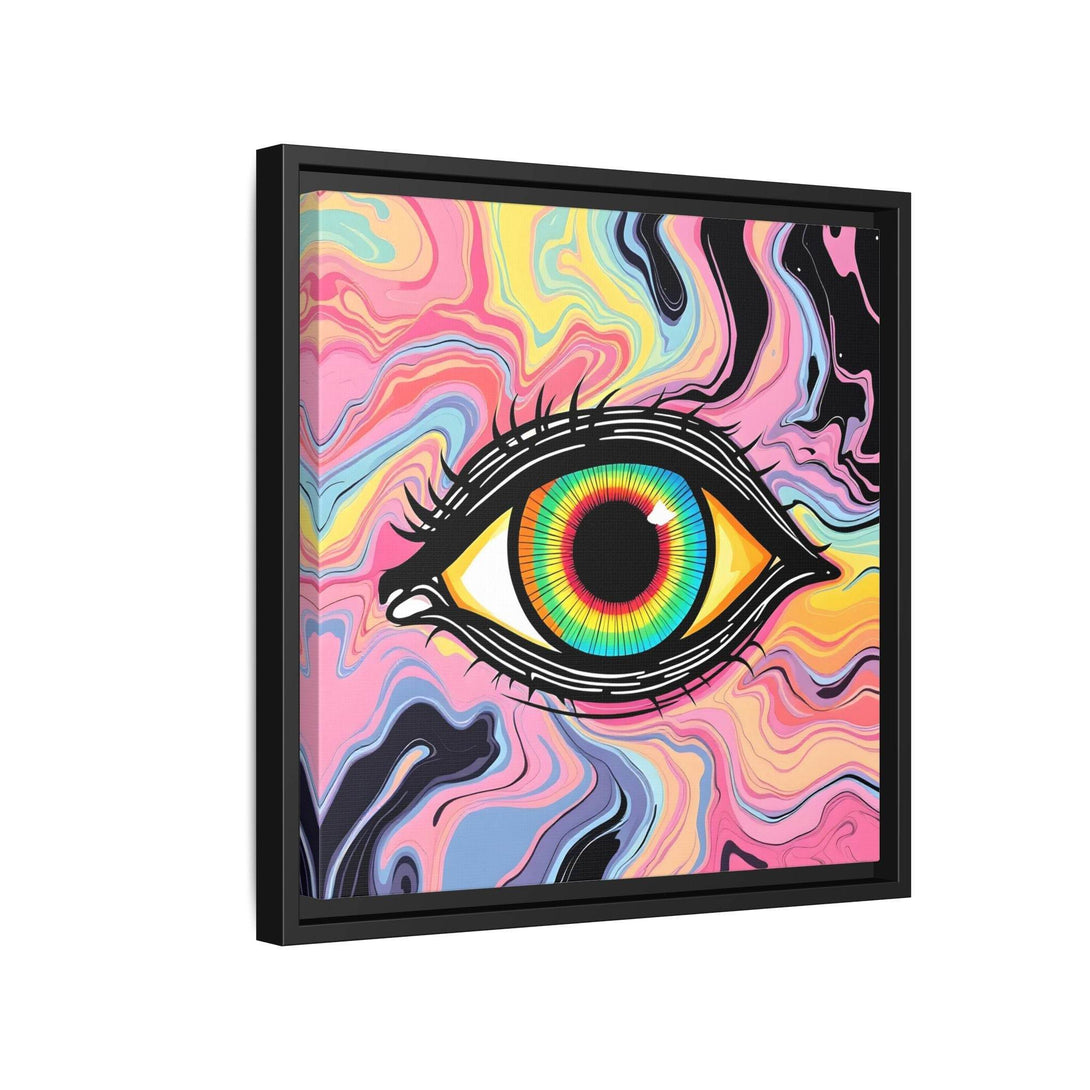 PsEyeFlow #33 – The Watcher’s Descent on Framed Matte Canvas (multi colour) - Highdellic