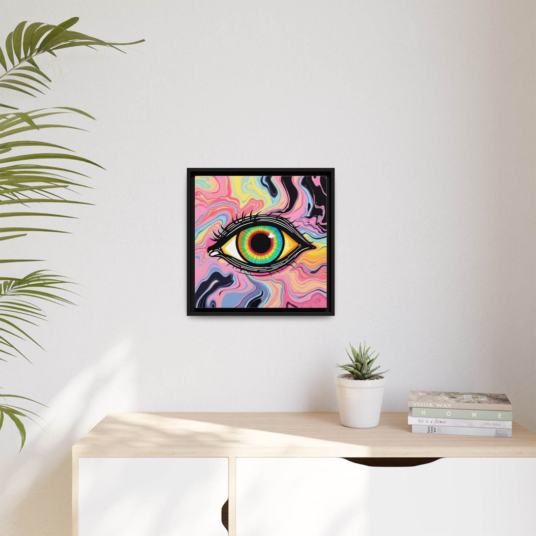 PsEyeFlow #33 – The Watcher’s Descent on Framed Matte Canvas (multi colour) - Highdellic