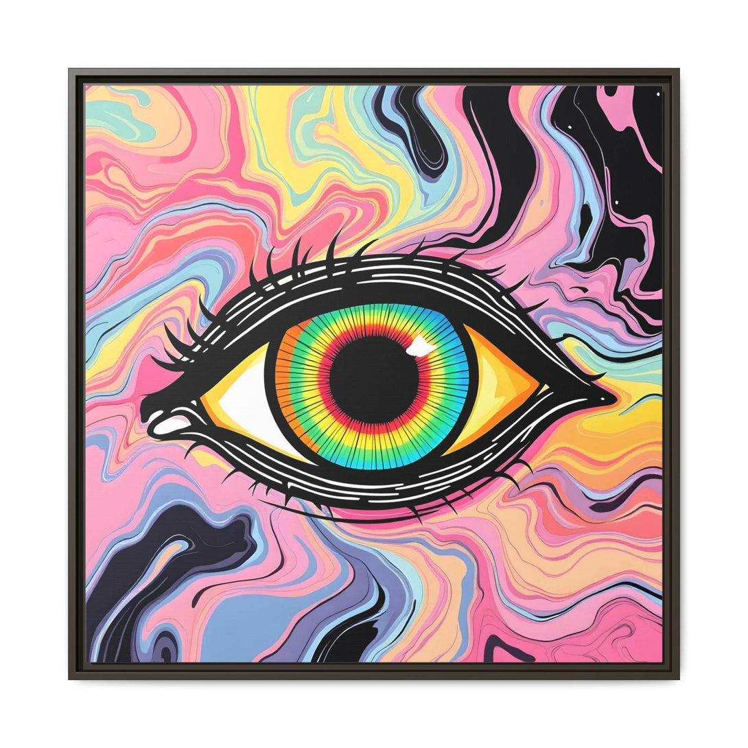 PsEyeFlow #33 – The Watcher’s Descent on Framed Matte Canvas (multi colour) - Highdellic
