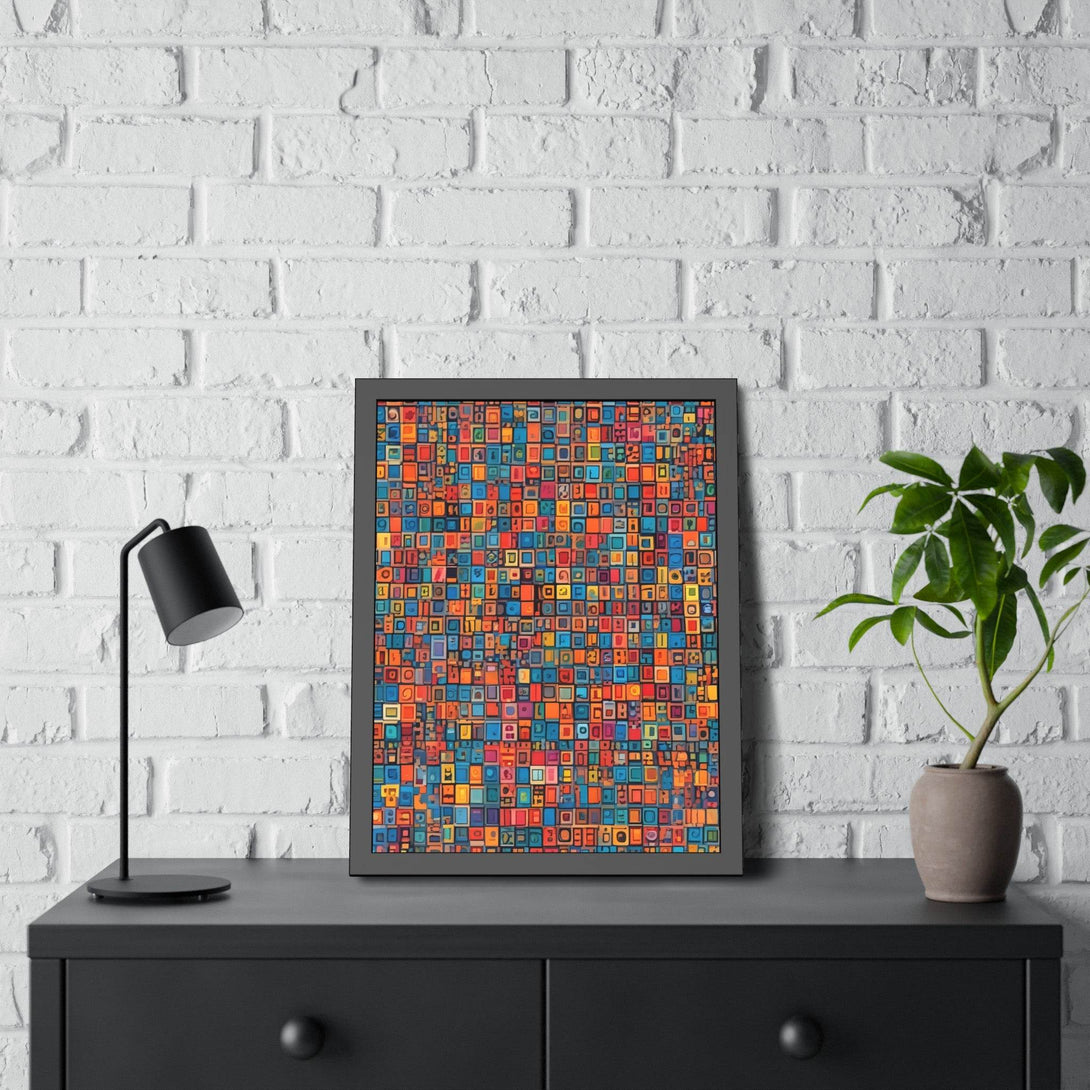 PsEyeCode #1 - Digital Mosaic. (Vibrant Geometric Framed Paper) - Highdellic