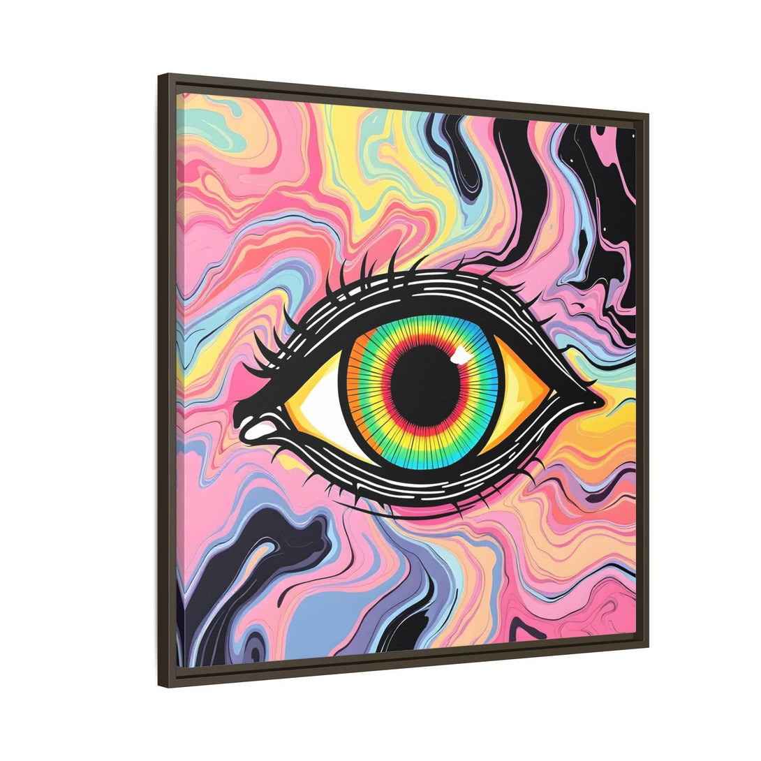 PsEyeFlow #33 – The Watcher’s Descent on Framed Matte Canvas (multi colour) - Highdellic