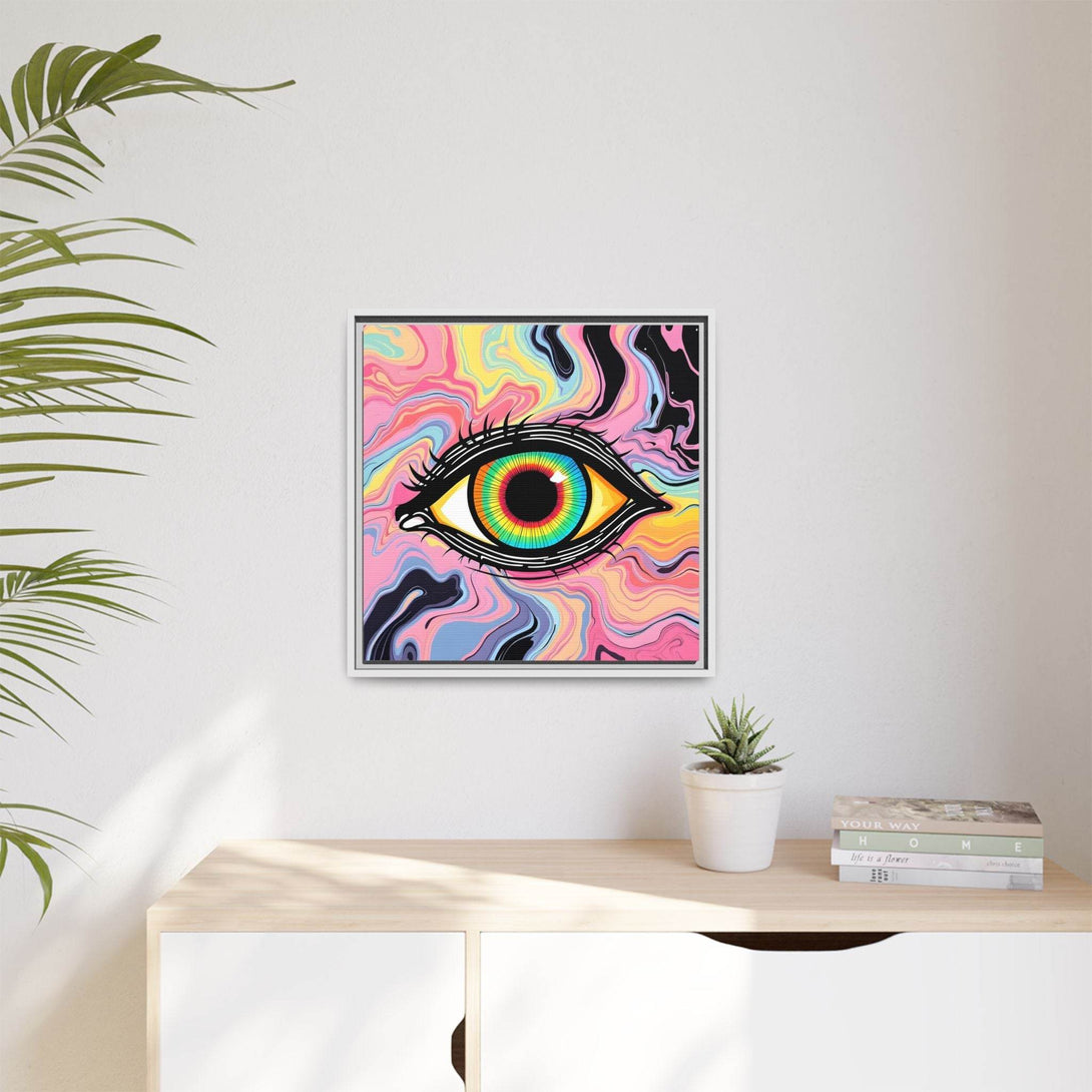PsEyeFlow #33 – The Watcher’s Descent on Framed Matte Canvas (multi colour) - Highdellic