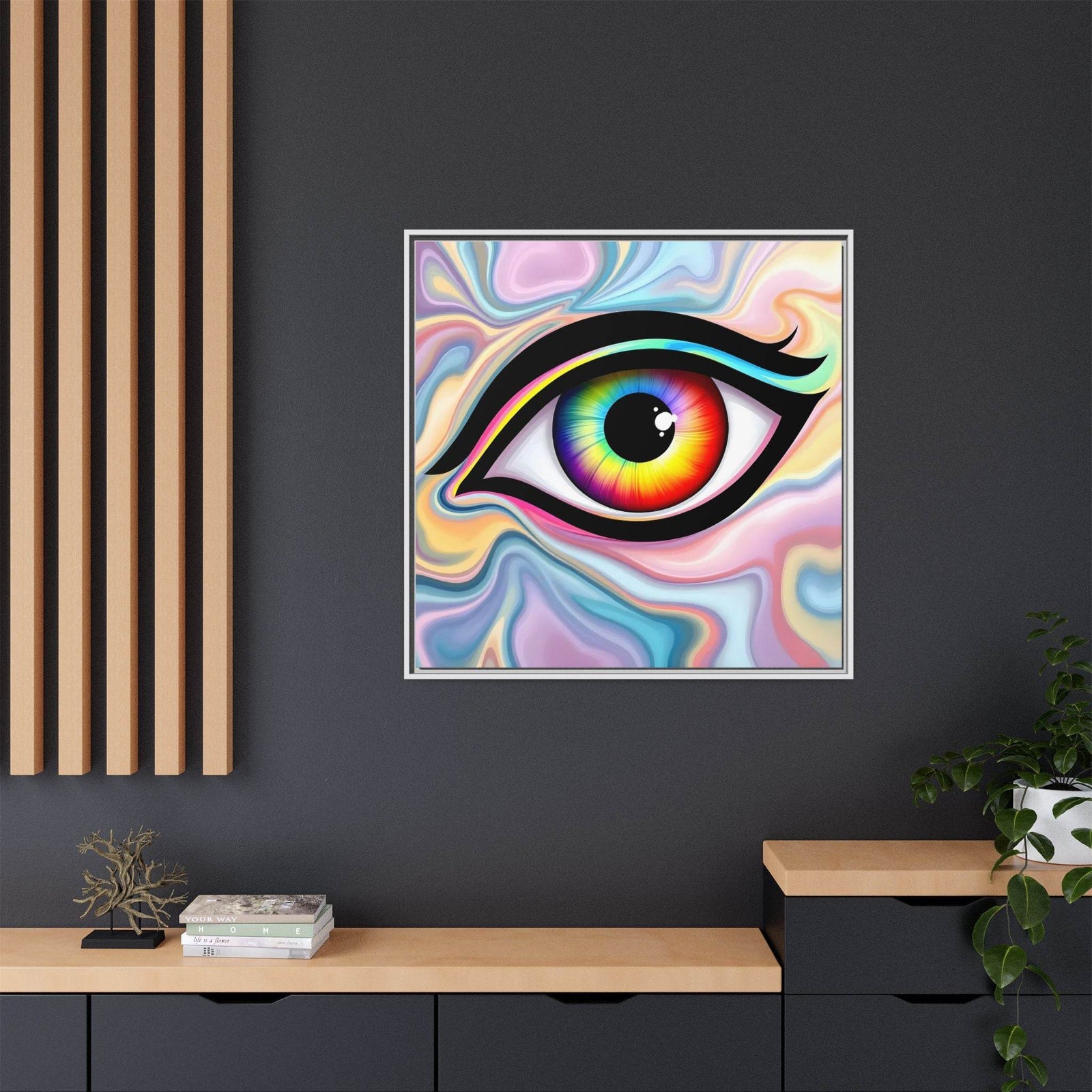PsEyeFlow #24 - Prism Reflection (Square Matte Canvas, Framed (Multi-color)) - Highdellic
