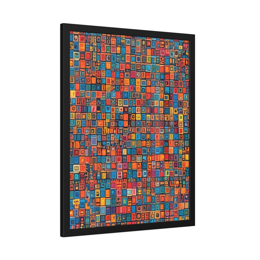 PsEyeCode #1 - Digital Mosaic. (Vibrant Geometric Framed Paper) - Highdellic