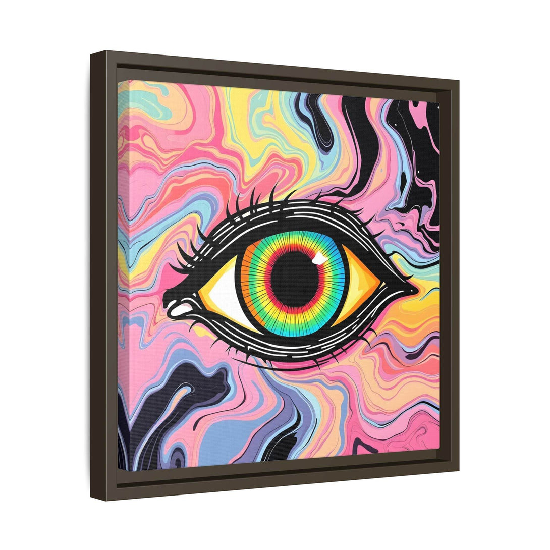 PsEyeFlow #33 – The Watcher’s Descent on Framed Matte Canvas (multi colour) - Highdellic