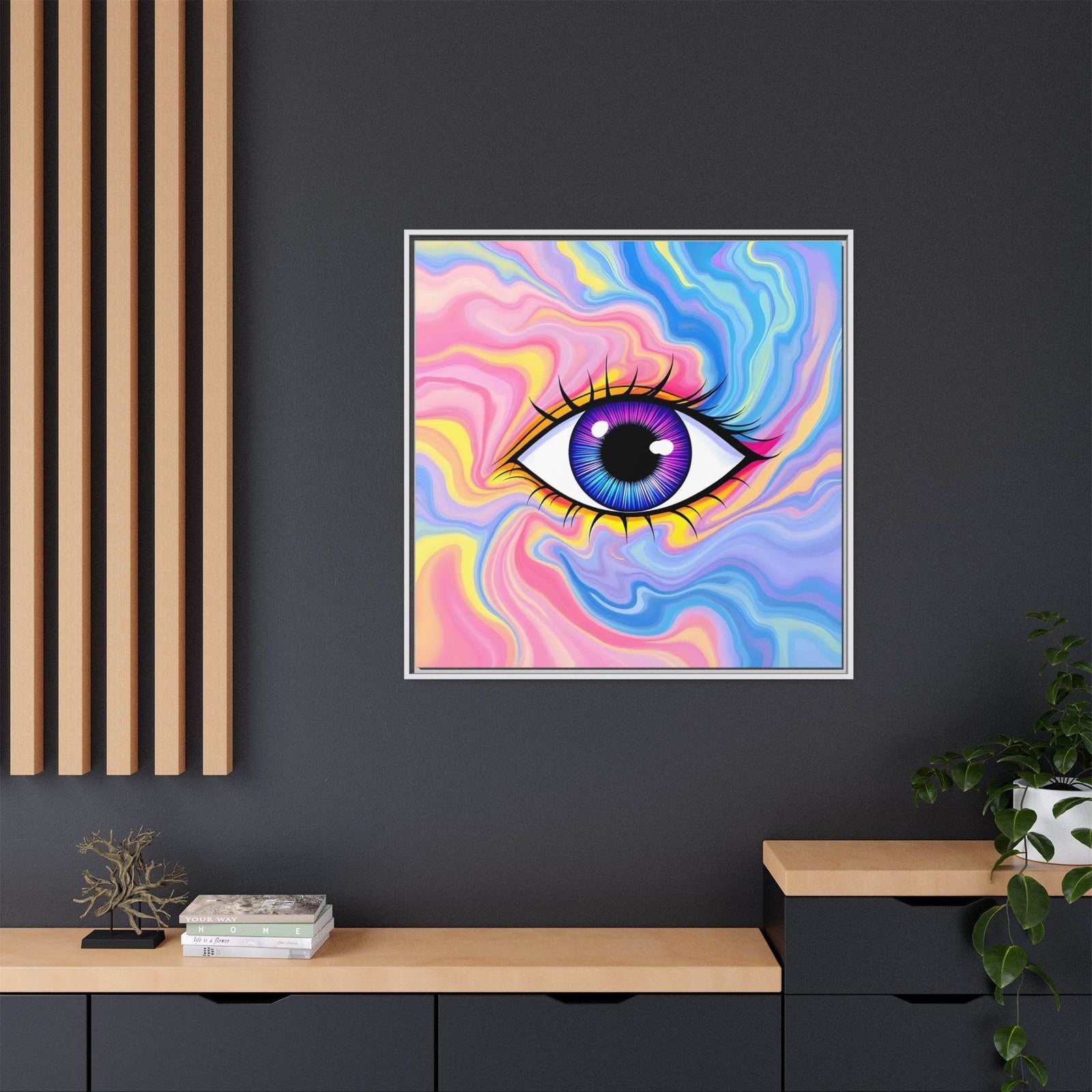 PsEyeFlow #28 - Cosmic Mirage on Framed Matte Canvas (Multi-color) - Highdellic