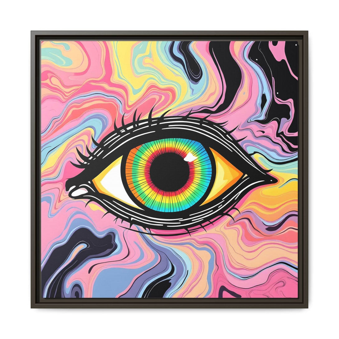 PsEyeFlow #33 – The Watcher’s Descent on Framed Matte Canvas (multi colour) - Highdellic