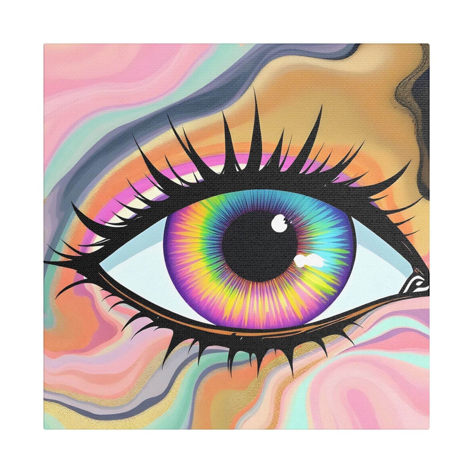 PsEyeFlow #7 - Cosmic Gaze. (Satin Canvas, Stretched) - Highdellic