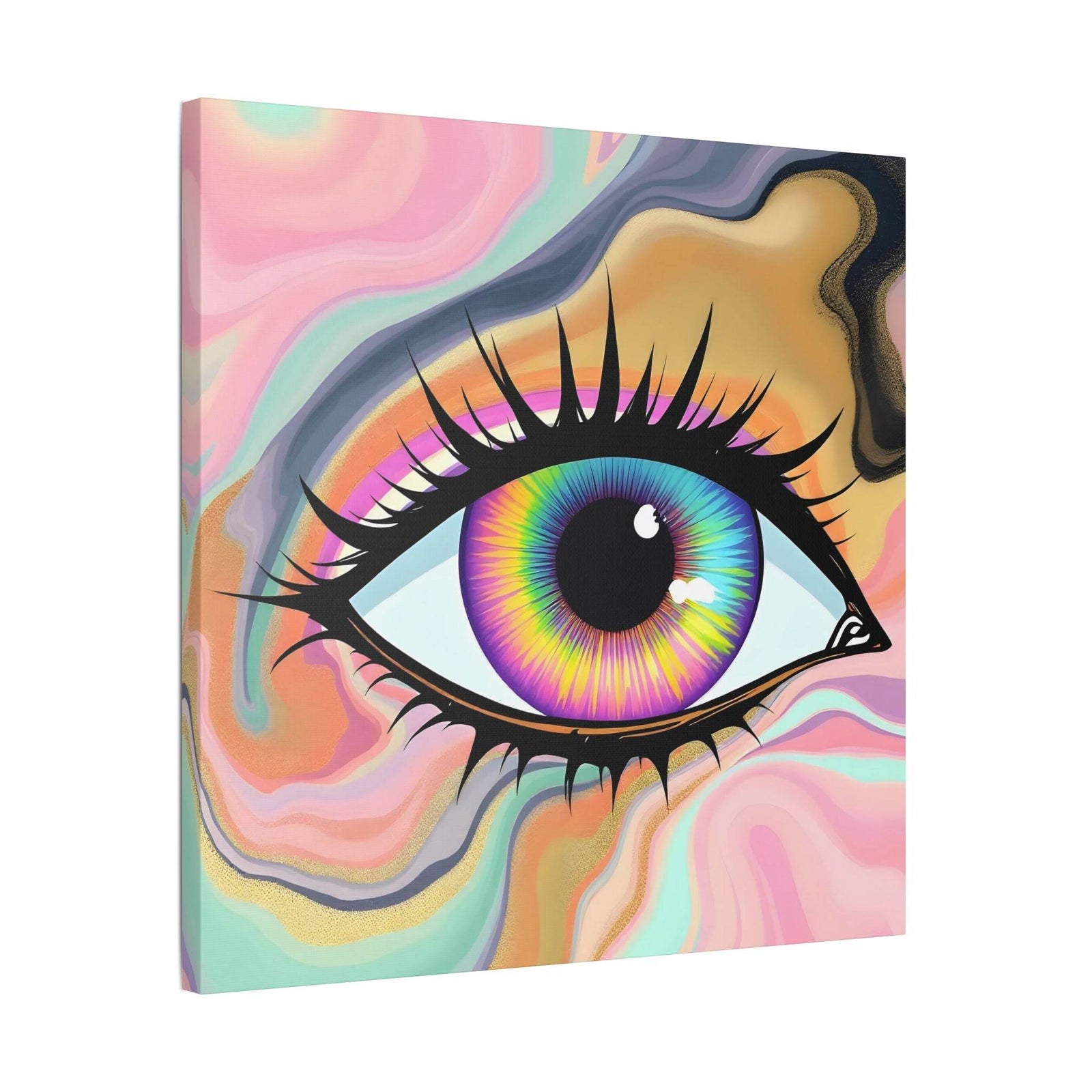 PsEyeFlow #7 - Cosmic Gaze. (Satin Canvas, Stretched) - Highdellic