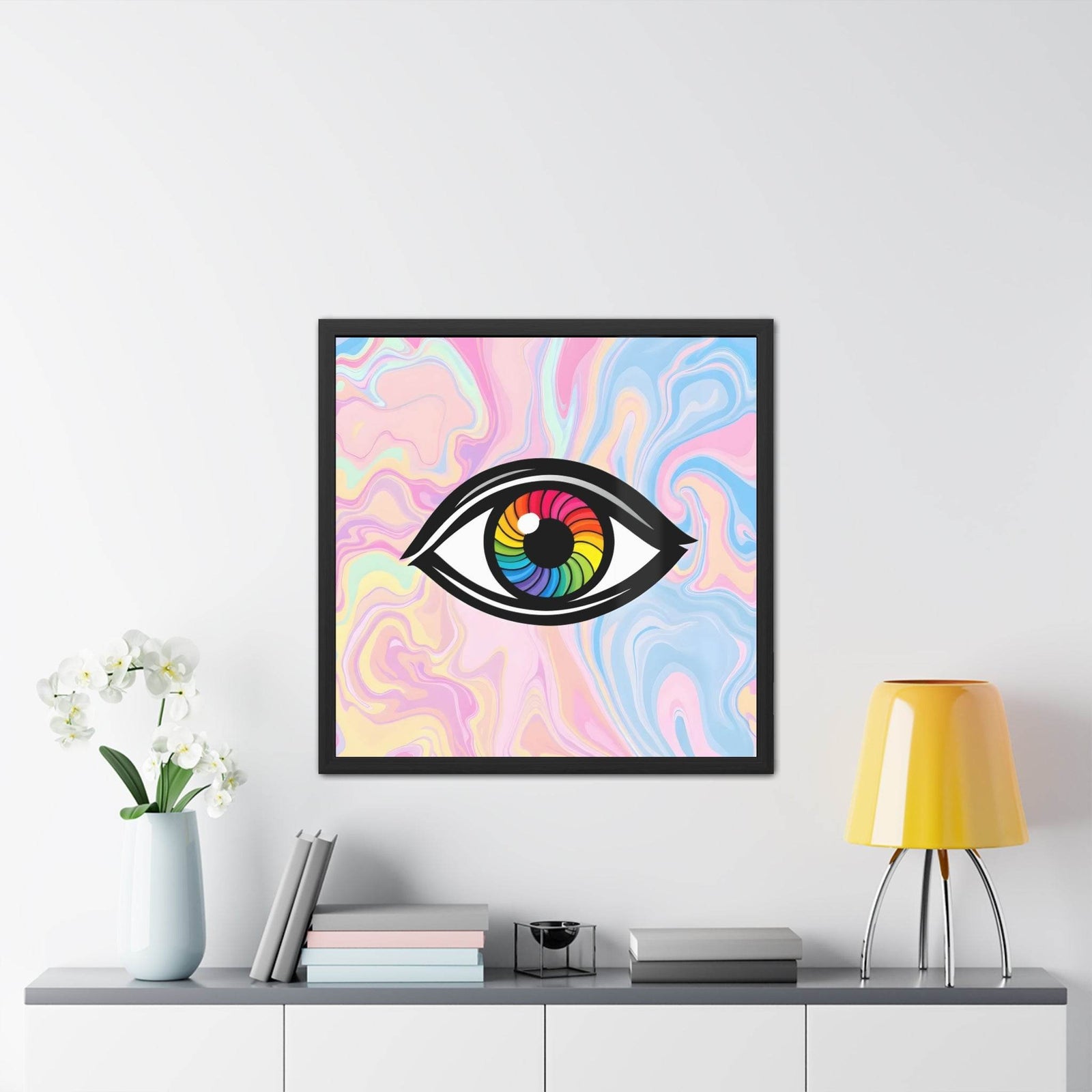 PsEyeFlow #10 - Hypnotic Spectrum. ( wood Framed semi-gloss coated paper ) - Highdellic