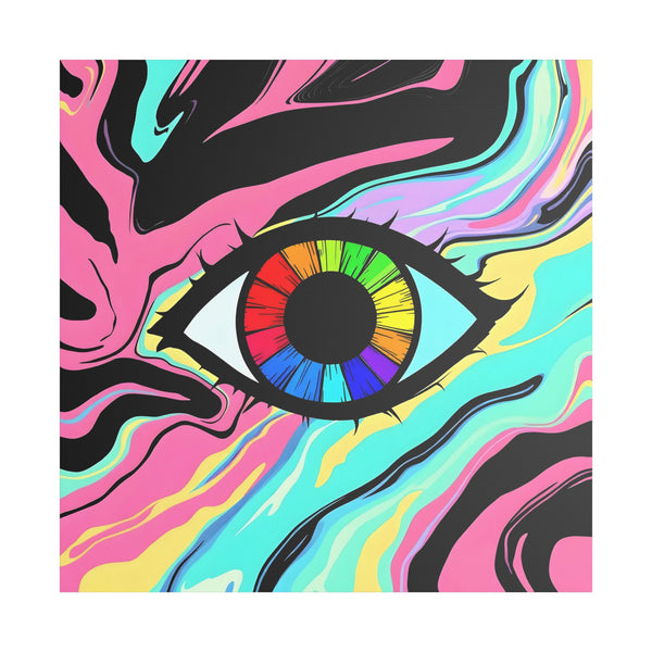 PsEyeFlow #22 - Neon Mirage (Stretched Satin Canvas)