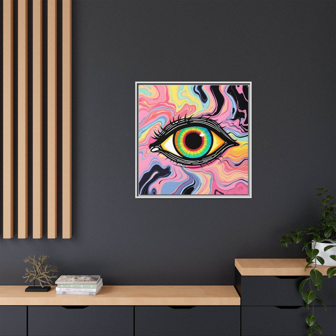 PsEyeFlow #33 – The Watcher’s Descent on Framed Matte Canvas (multi colour) - Highdellic