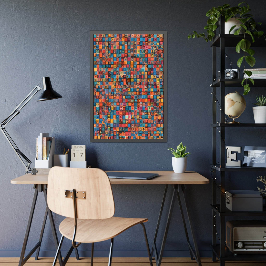 PsEyeCode #1 - Digital Mosaic. (Vibrant Geometric Framed Paper) - Highdellic