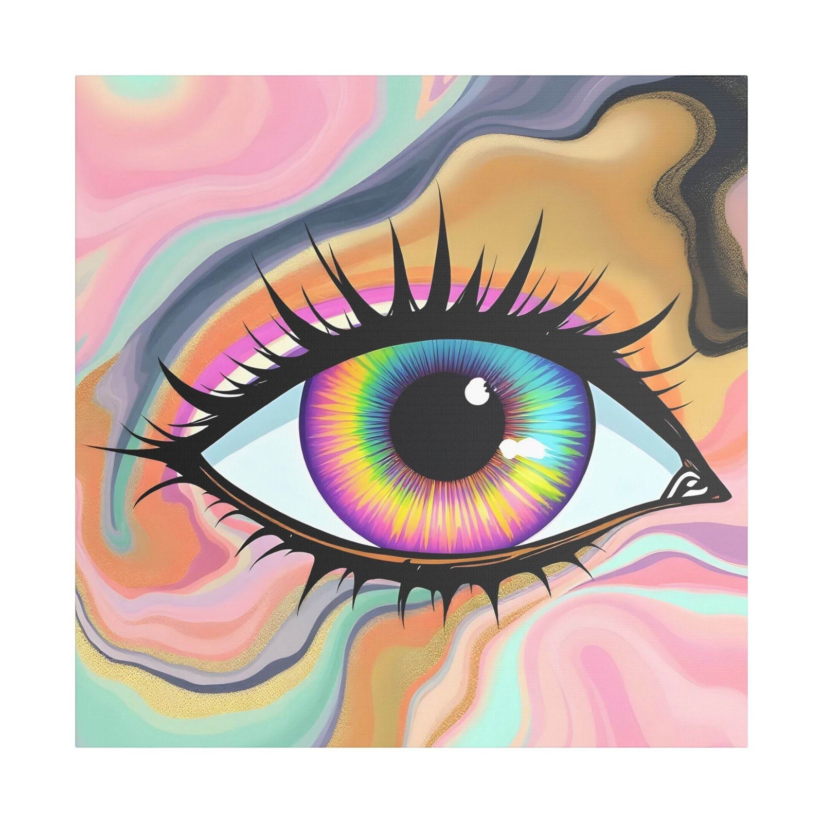 PsEyeFlow #7 - Cosmic Gaze. (Satin Canvas, Stretched) - Highdellic