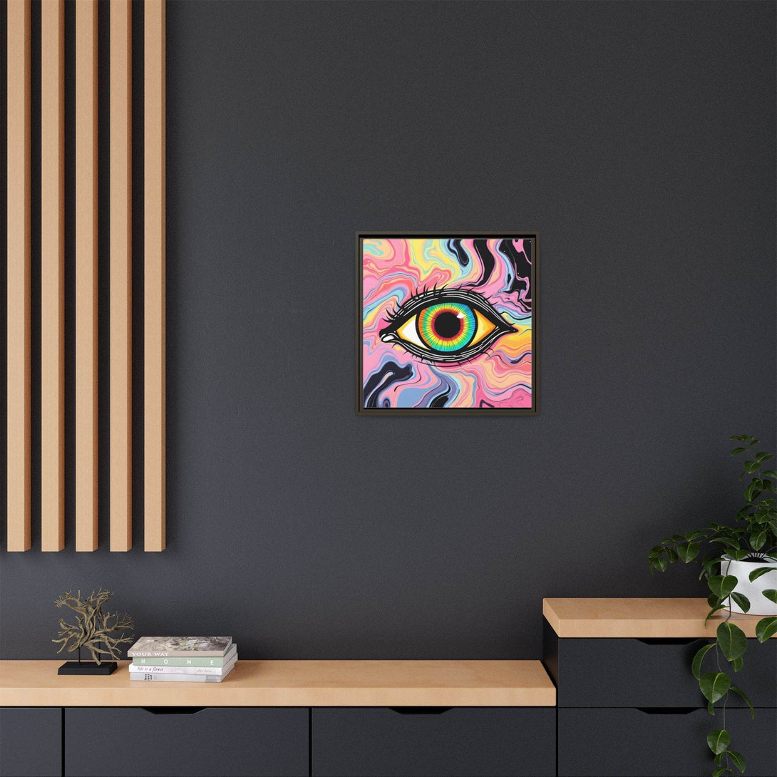 PsEyeFlow #33 – The Watcher’s Descent on Framed Matte Canvas (multi colour) - Highdellic