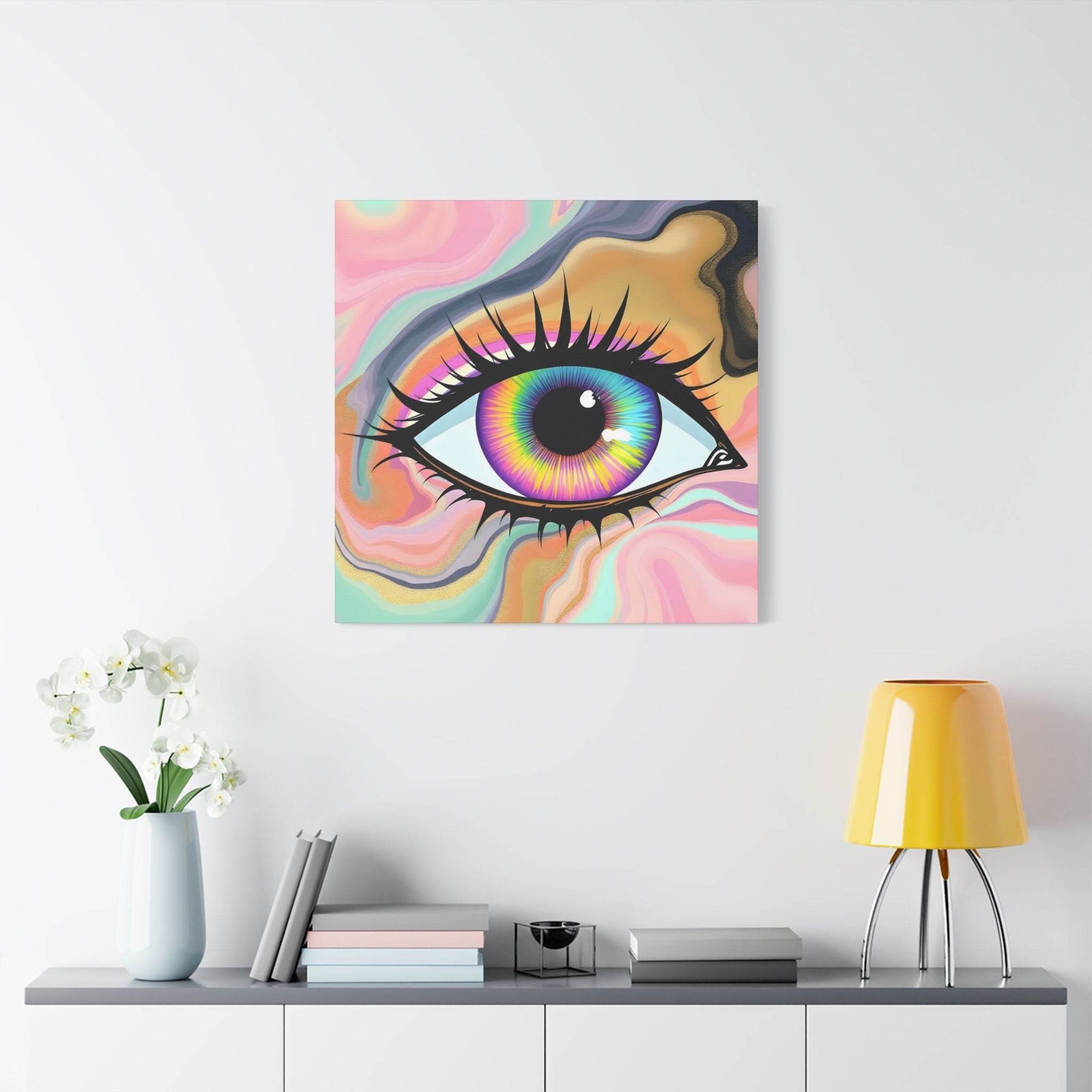 PsEyeFlow #7 - Cosmic Gaze. (Satin Canvas, Stretched) - Highdellic
