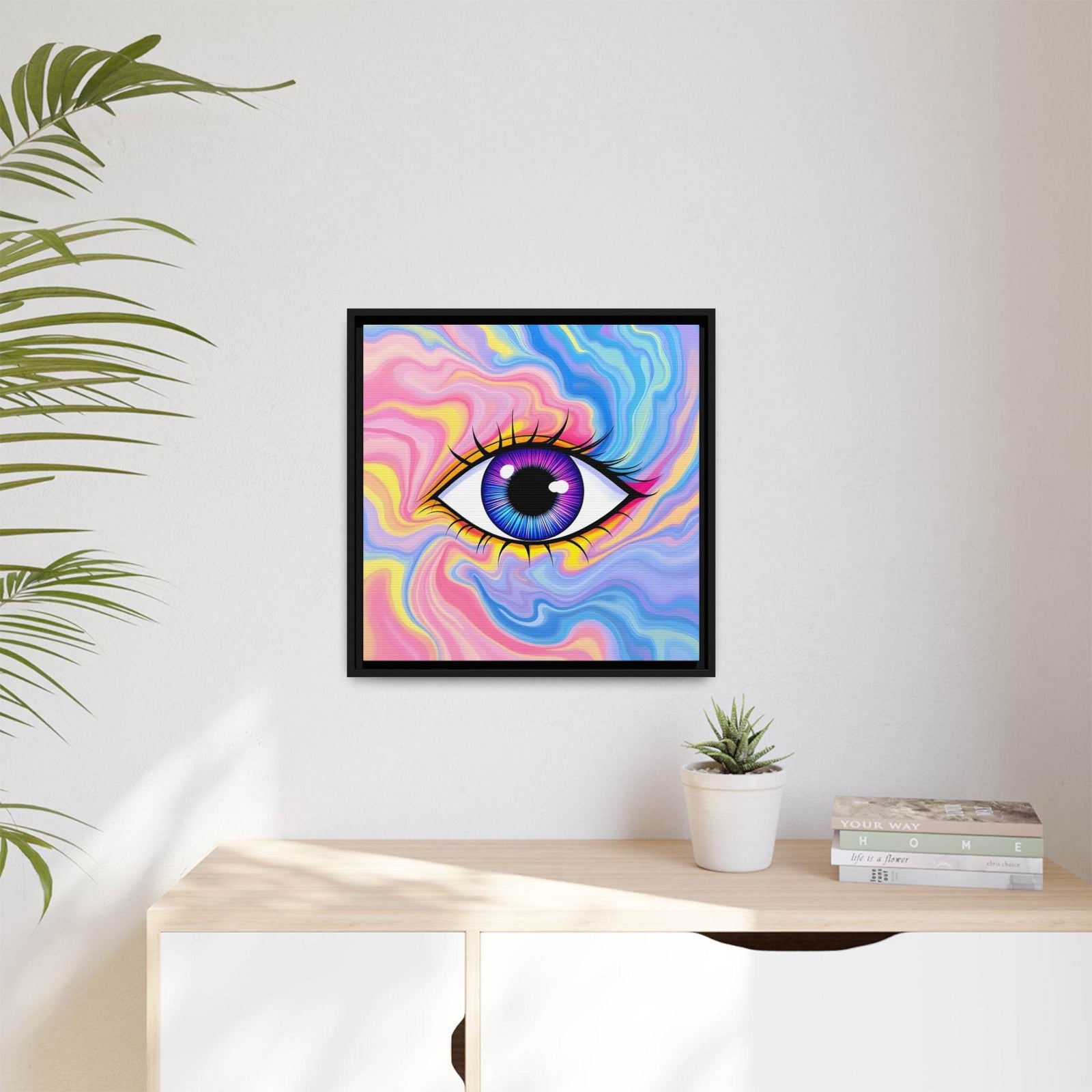 PsEyeFlow #28 - Cosmic Mirage on Framed Matte Canvas (Multi-color) - Highdellic