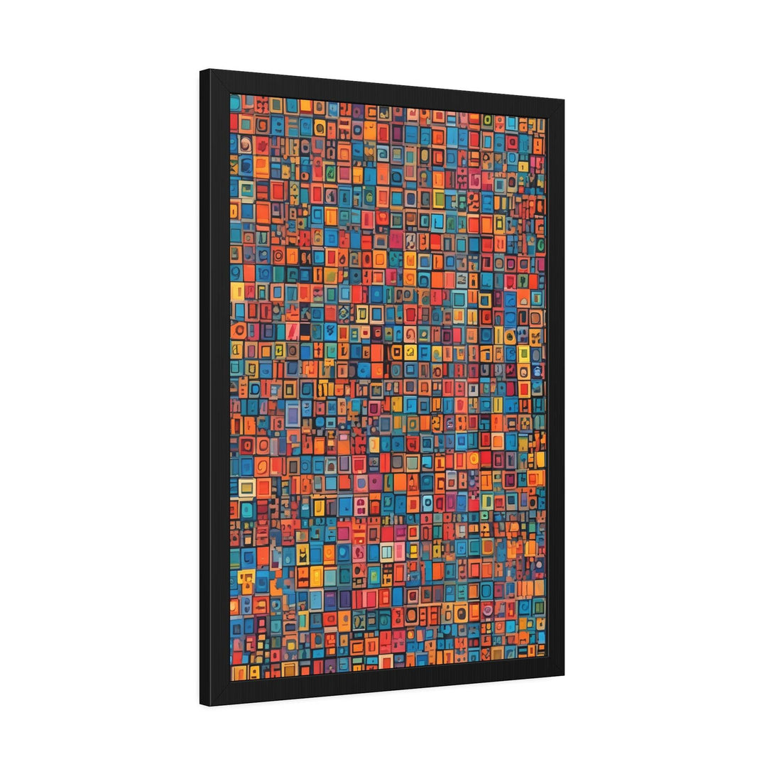 PsEyeCode #1 - Digital Mosaic. (Vibrant Geometric Framed Paper) - Highdellic