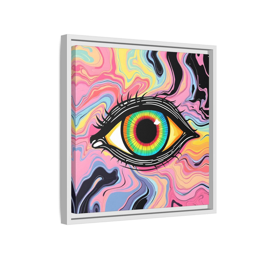 PsEyeFlow #33 – The Watcher’s Descent on Framed Matte Canvas (multi colour) - Highdellic