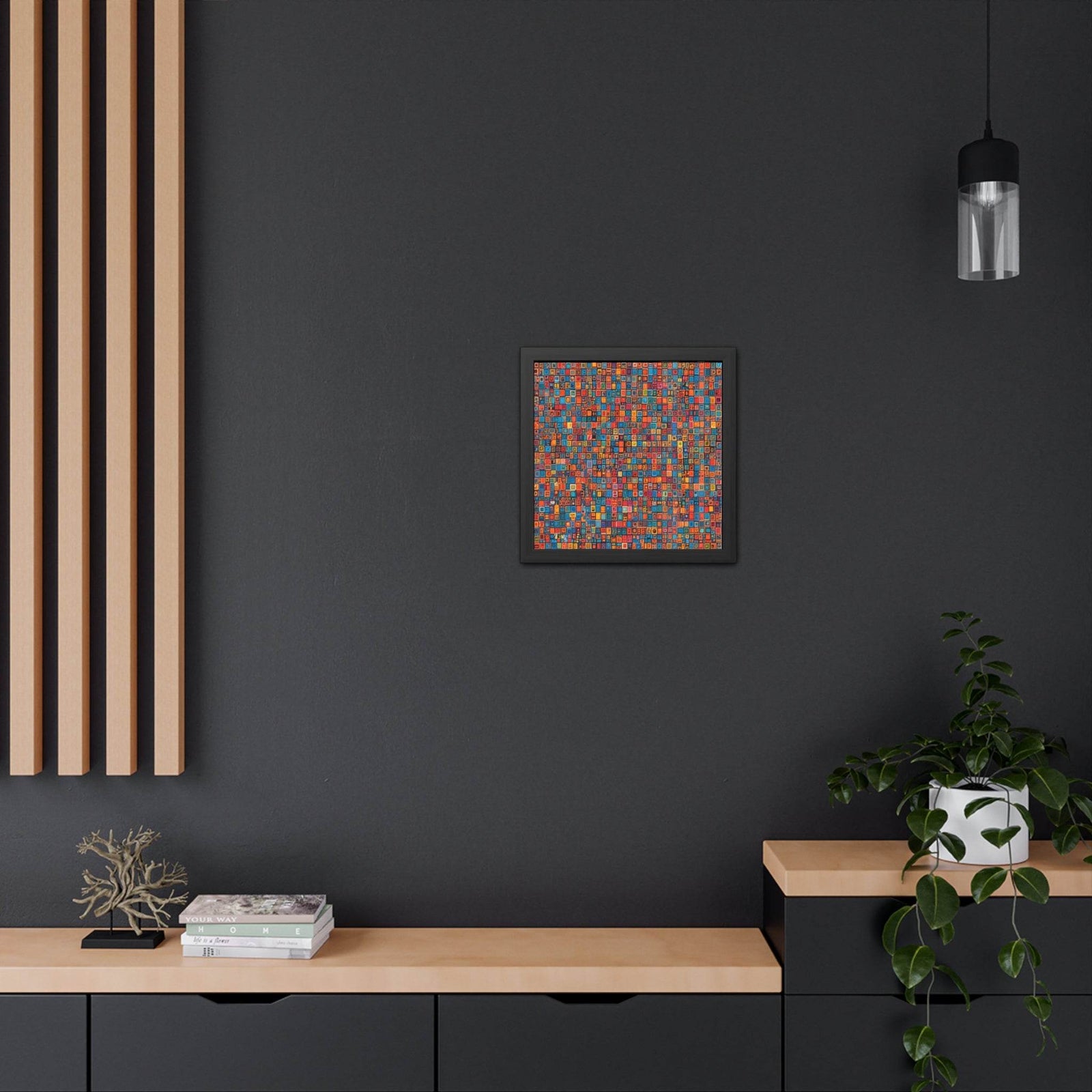 PsEyeCode #1 - Digital Mosaic - (Vibrant Colours Wooden Frame) - Highdellic