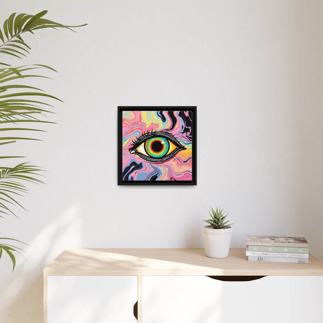 PsEyeFlow #33 – The Watcher’s Descent on Framed Matte Canvas (multi colour) - Highdellic