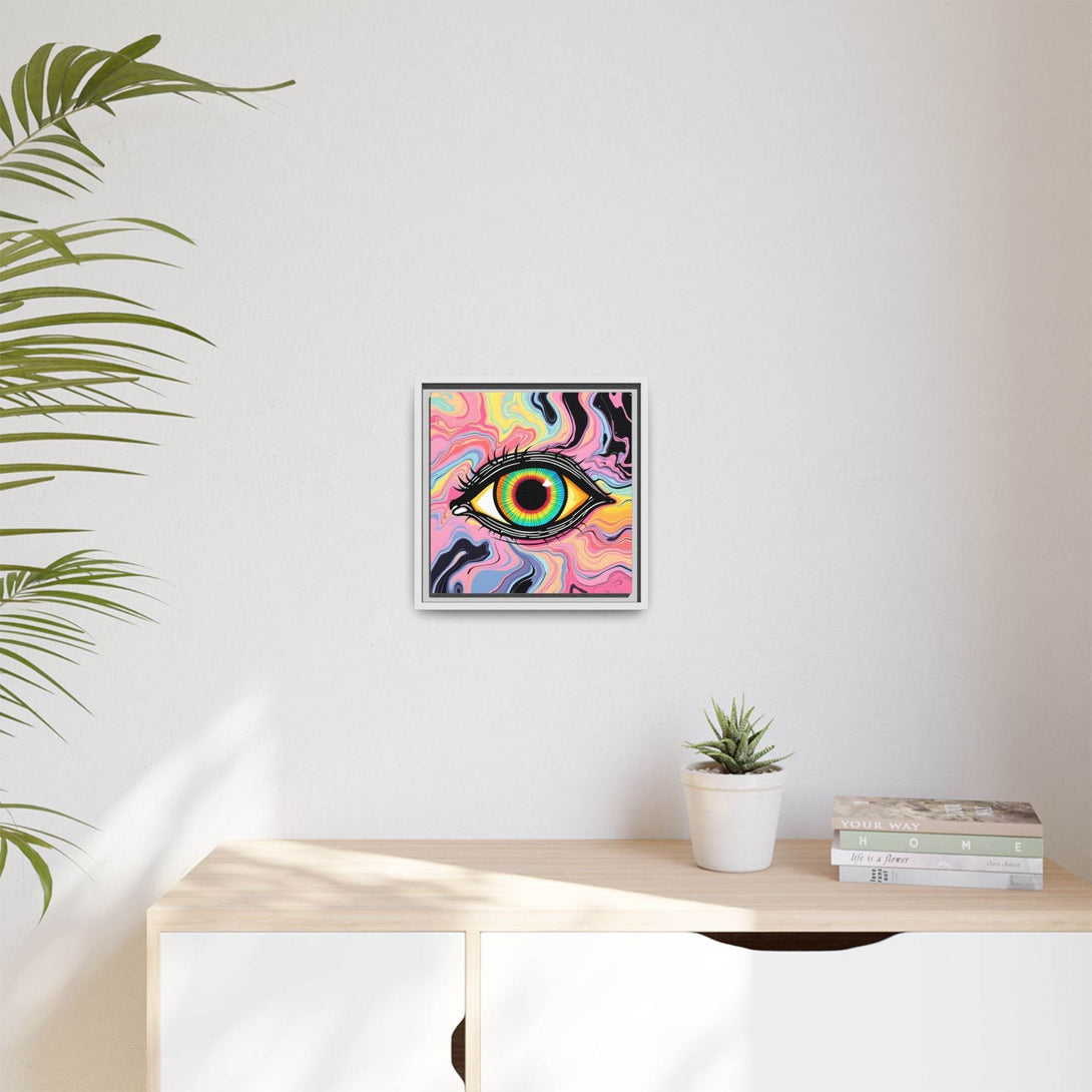 PsEyeFlow #33 – The Watcher’s Descent on Framed Matte Canvas (multi colour) - Highdellic