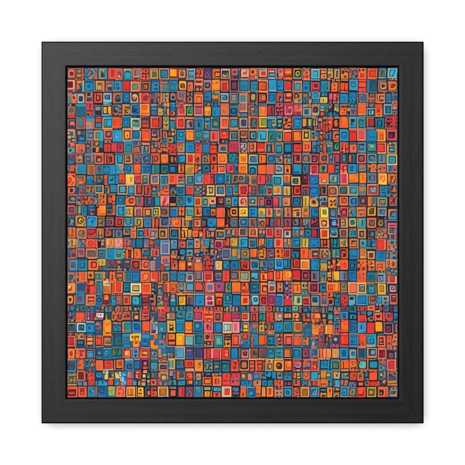 PsEyeCode #1 - Digital Mosaic - (Vibrant Colours Wooden Frame) - Highdellic