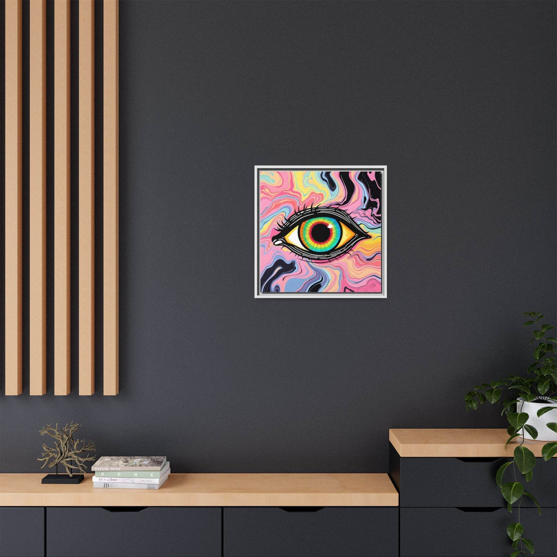 PsEyeFlow #33 – The Watcher’s Descent on Framed Matte Canvas (multi colour) - Highdellic