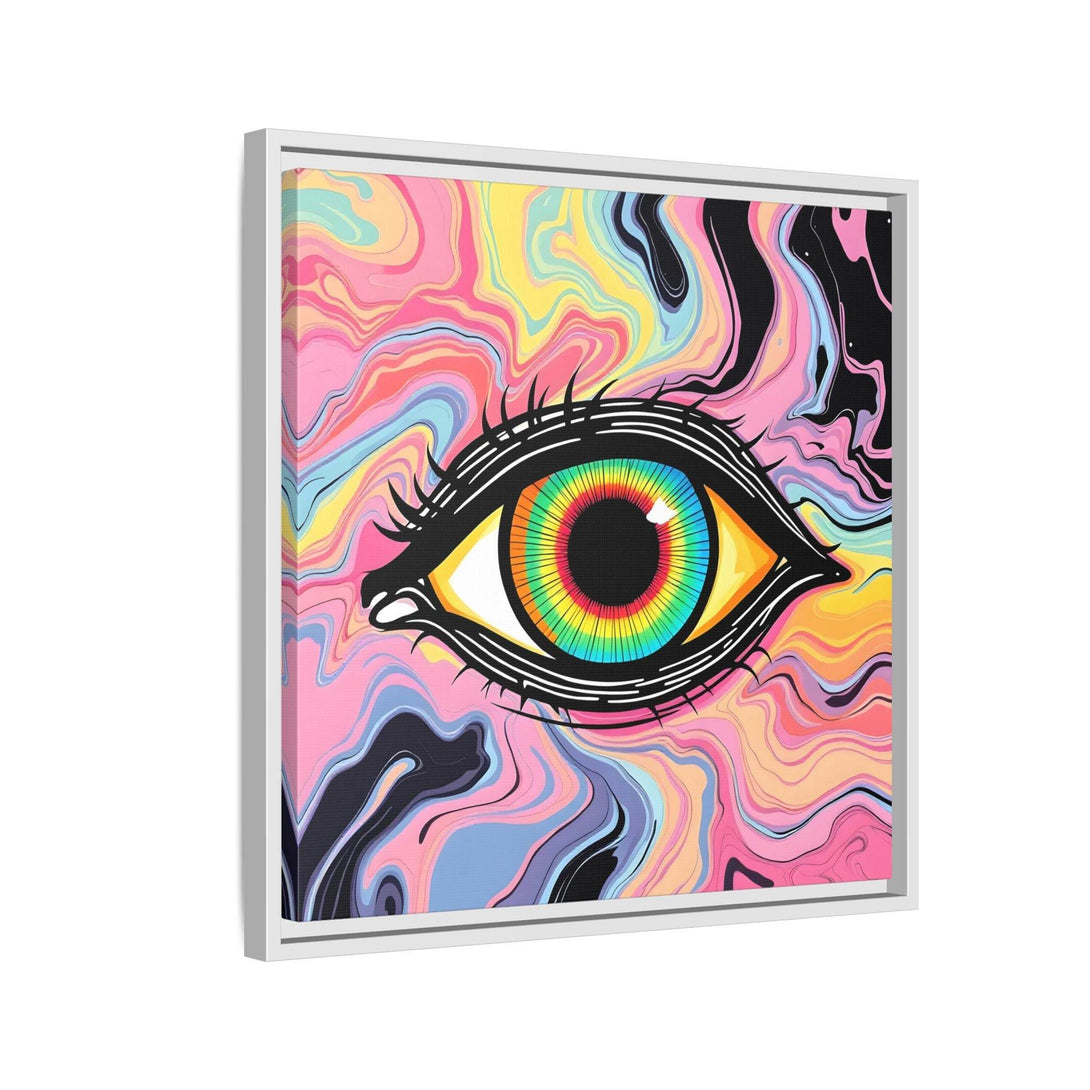 PsEyeFlow #33 – The Watcher’s Descent on Framed Matte Canvas (multi colour) - Highdellic