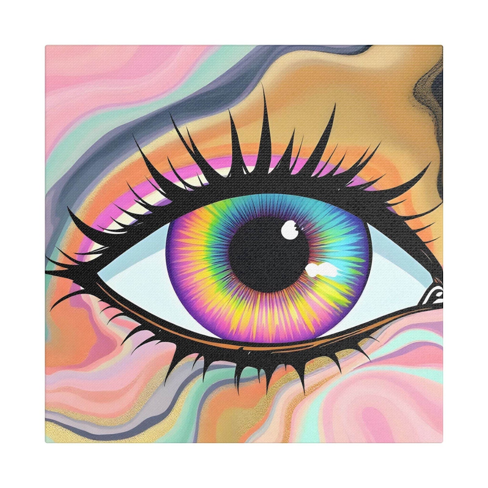 PsEyeFlow #7 - Cosmic Gaze. (Satin Canvas, Stretched) - Highdellic