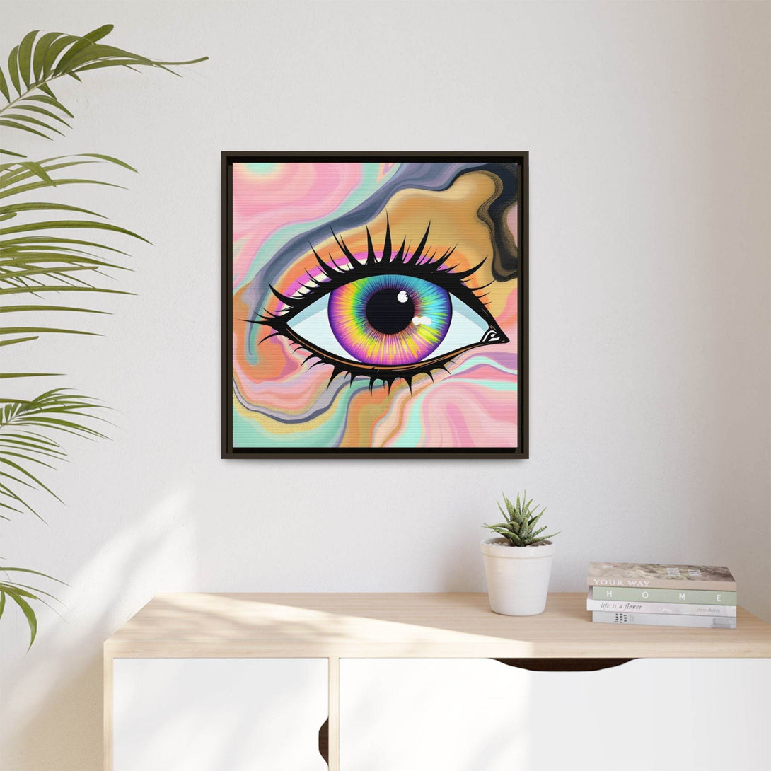 PsEyeFlow #7 - Cosmic Gaze. ( Colorful Framed Matte Canvas Decor ) - Highdellic