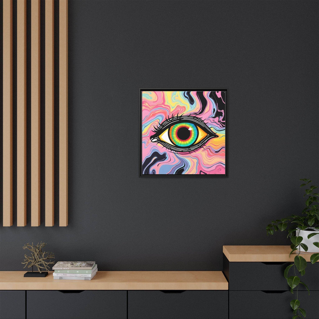 PsEyeFlow #33 – The Watcher’s Descent on Framed Matte Canvas (multi colour) - Highdellic