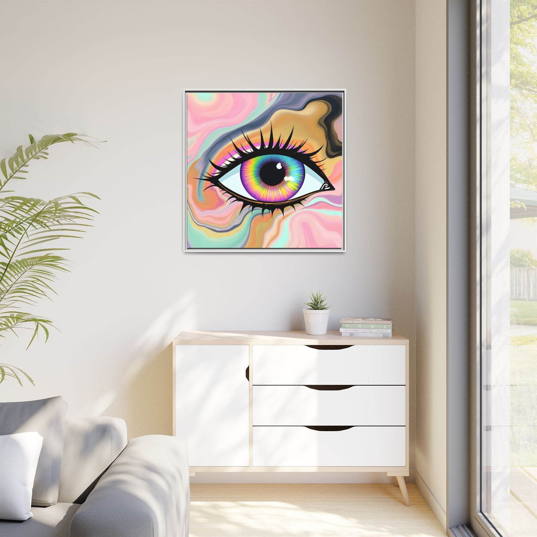 PsEyeFlow #7 - Cosmic Gaze. ( Colorful Framed Matte Canvas Decor ) - Highdellic