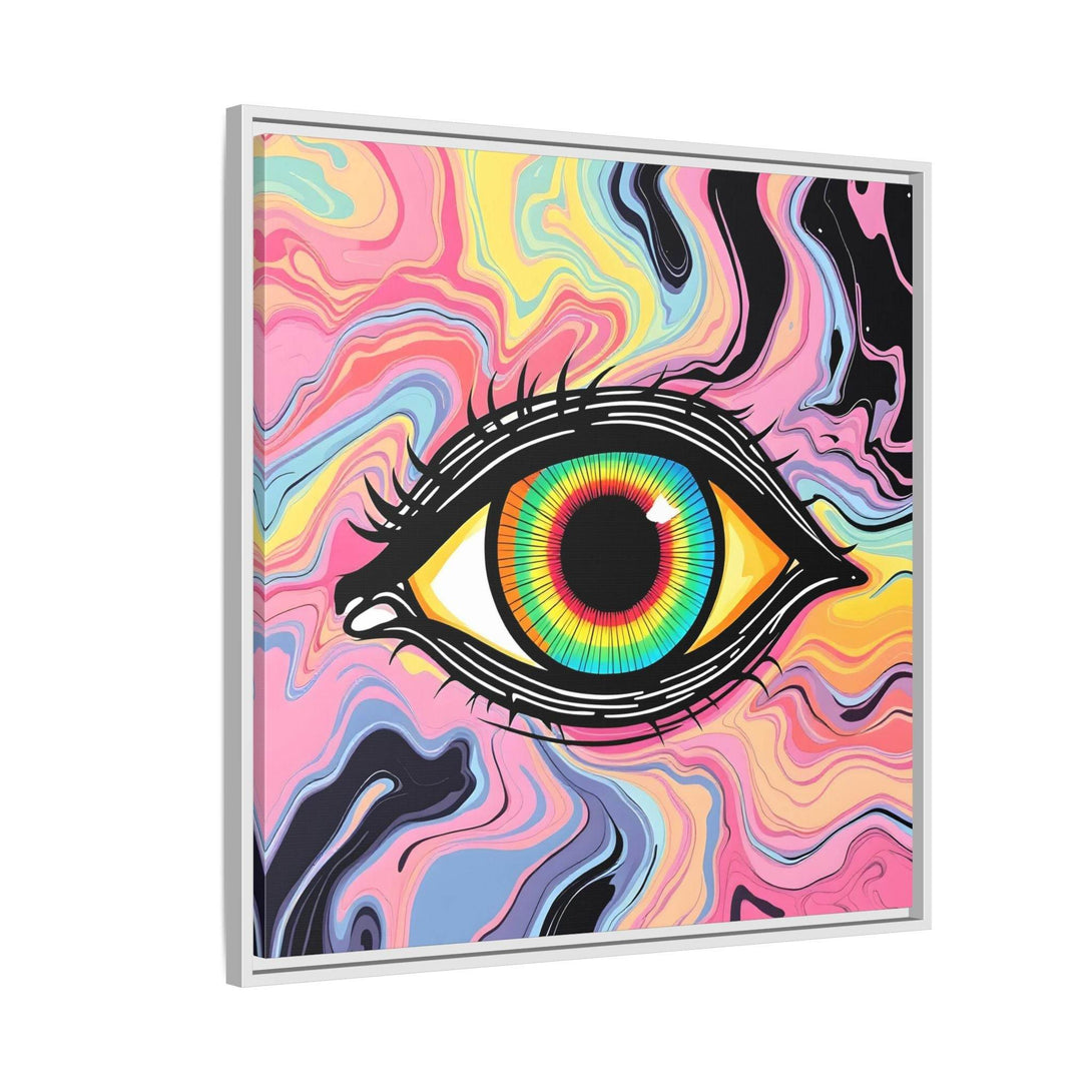 PsEyeFlow #33 – The Watcher’s Descent on Framed Matte Canvas (multi colour) - Highdellic