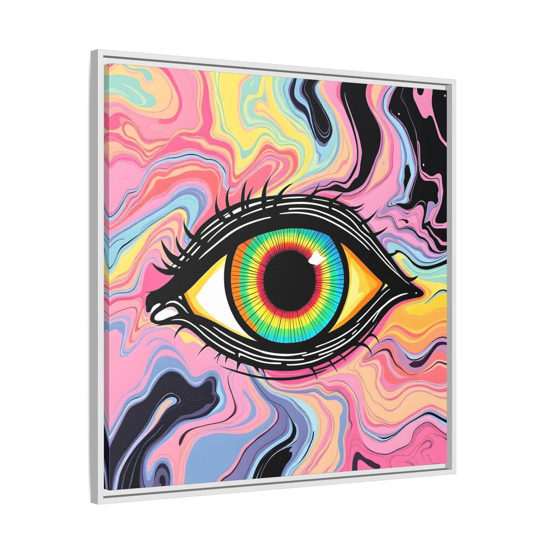 PsEyeFlow #33 – The Watcher’s Descent on Framed Matte Canvas (multi colour) - Highdellic