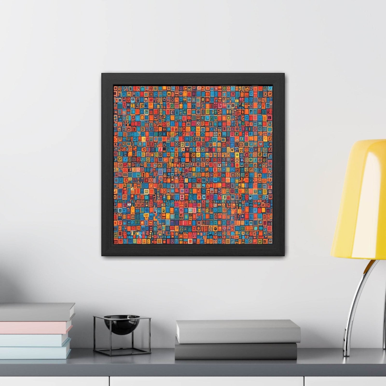 PsEyeCode #1 - Digital Mosaic - (Vibrant Colours Wooden Frame) - Highdellic