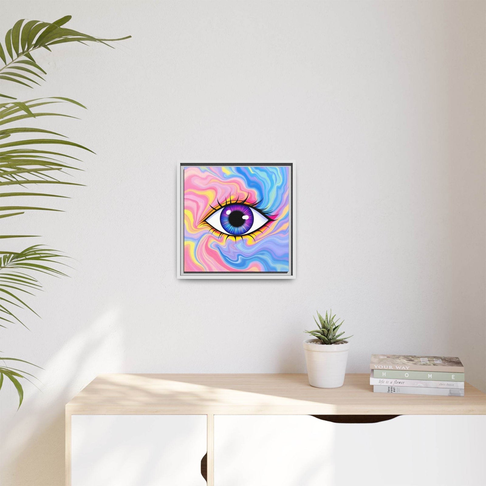 PsEyeFlow #28 - Cosmic Mirage on Framed Matte Canvas (Multi-color) - Highdellic
