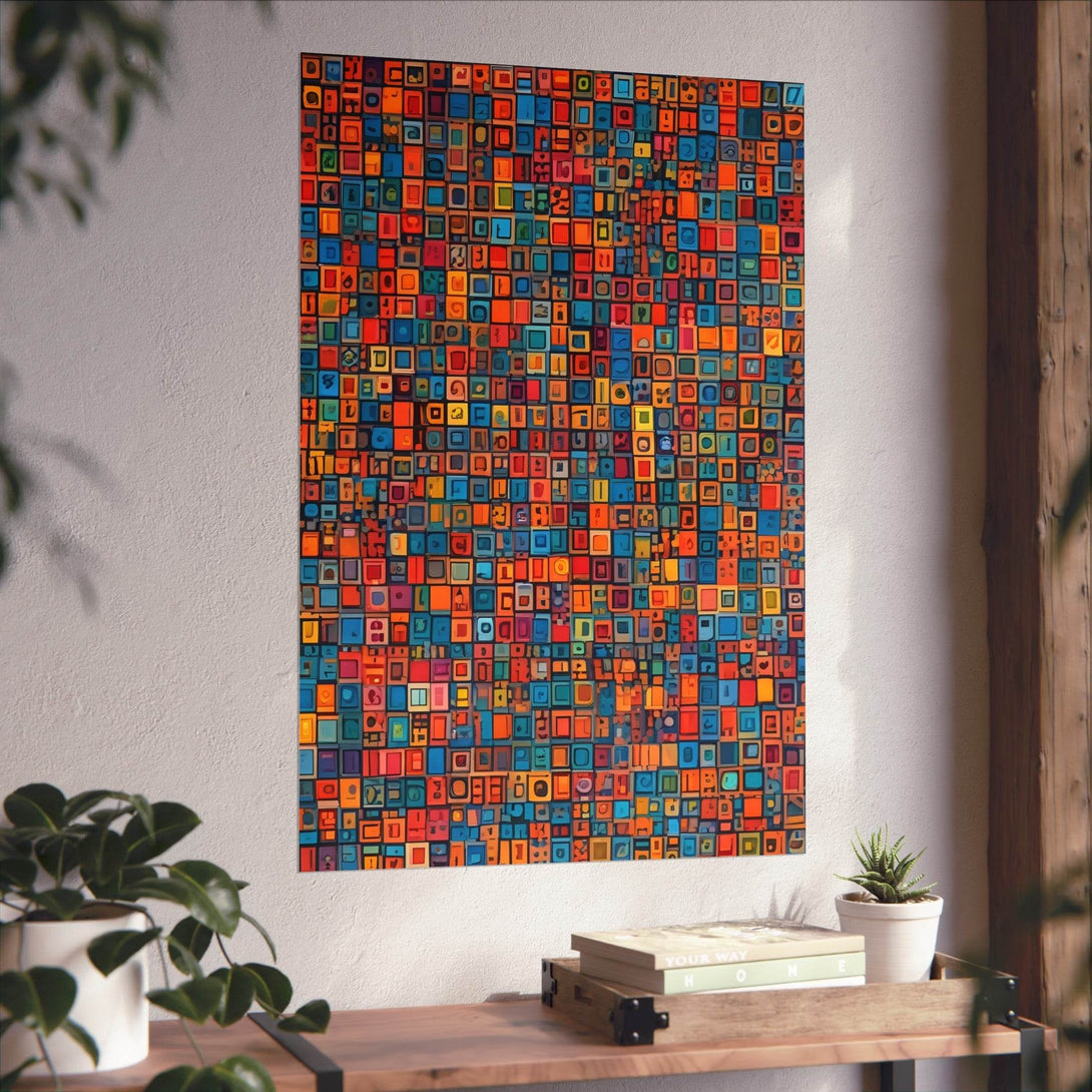 PsEyeCode #1b - Digital Mosaic on Vertical (2:3) Fine Art Poster - Highdellic
