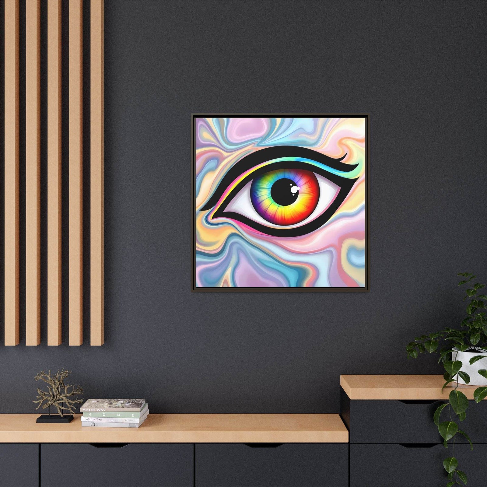 PsEyeFlow #24 - Prism Reflection (Square Matte Canvas, Framed (Multi-color)) - Highdellic