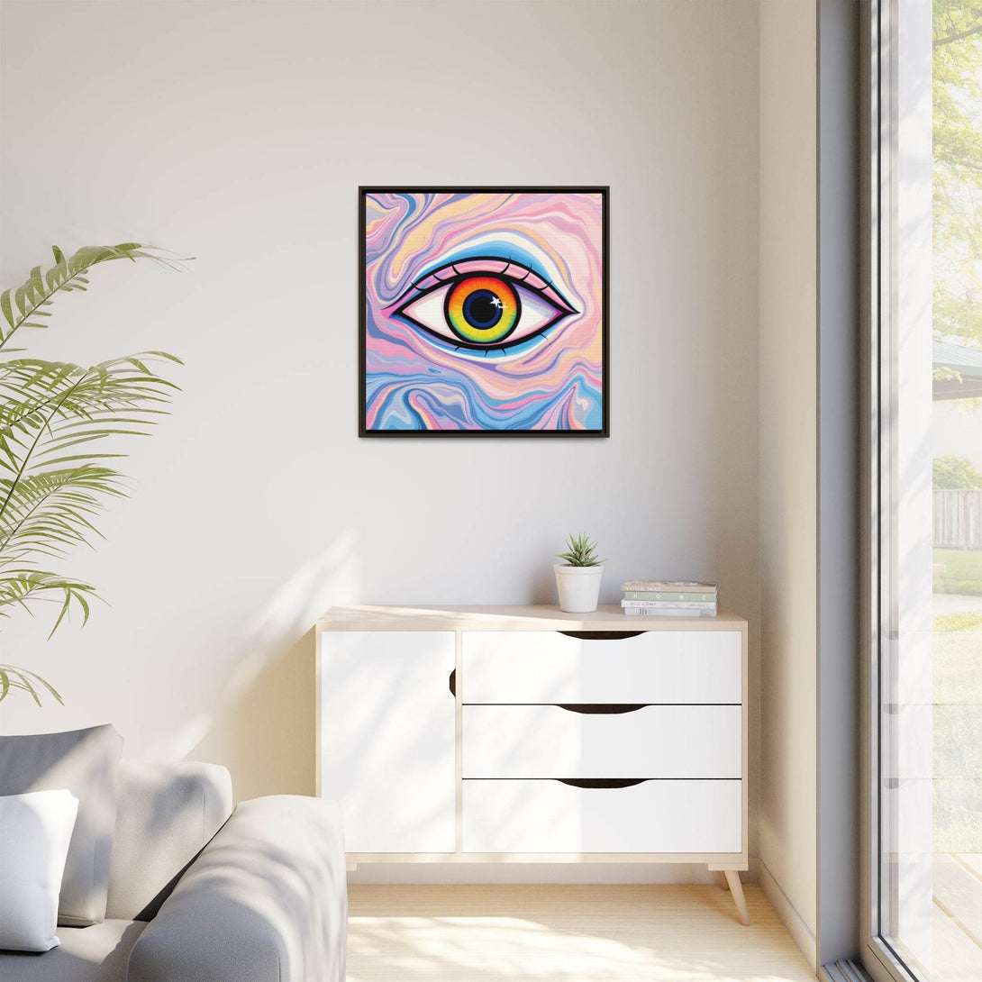 PsEyeFlow #9 - Celestial Stare. ( Colorful Framed Matte Canvas Decor ) - Highdellic