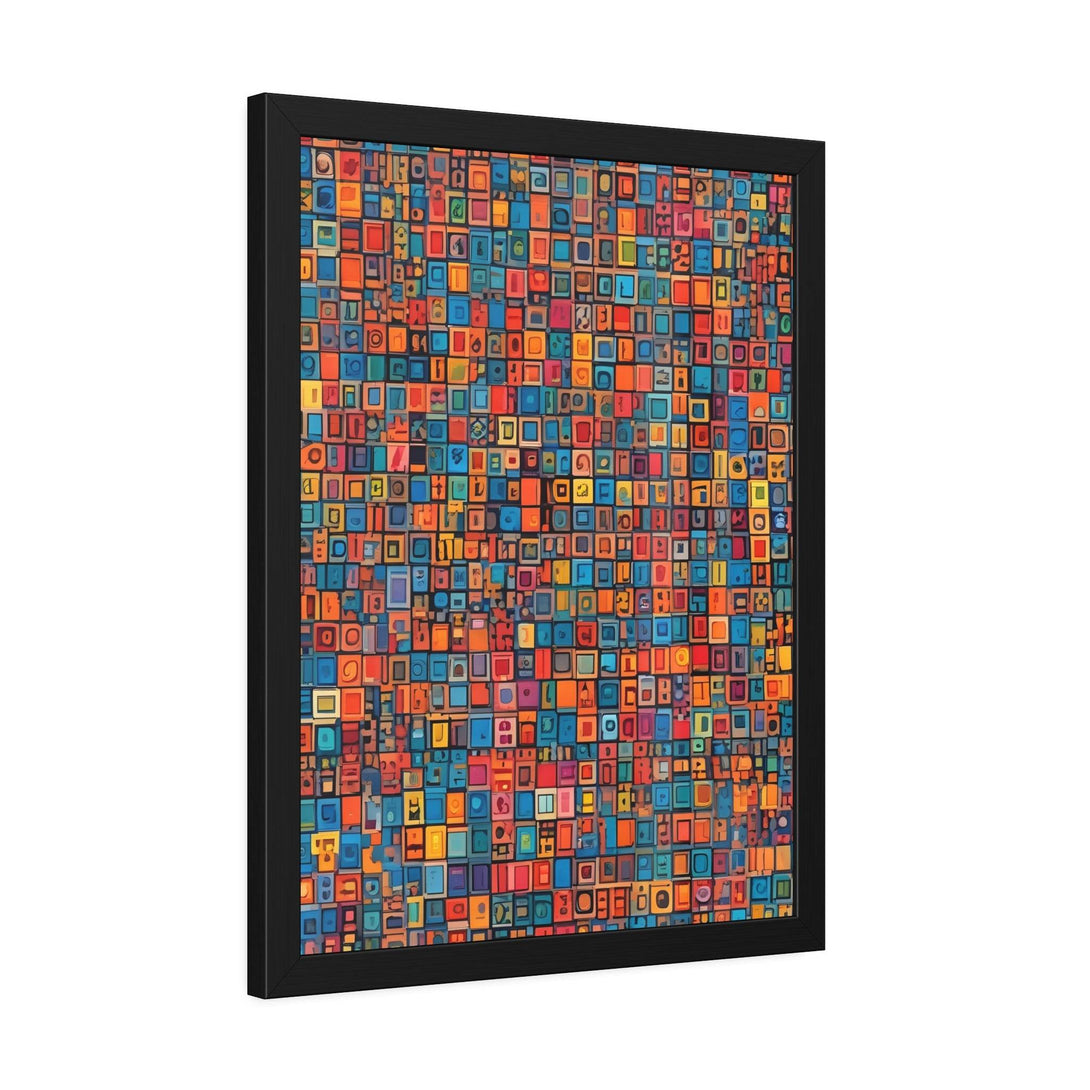 PsEyeCode #1 - Digital Mosaic. (Vibrant Geometric Framed Paper) - Highdellic