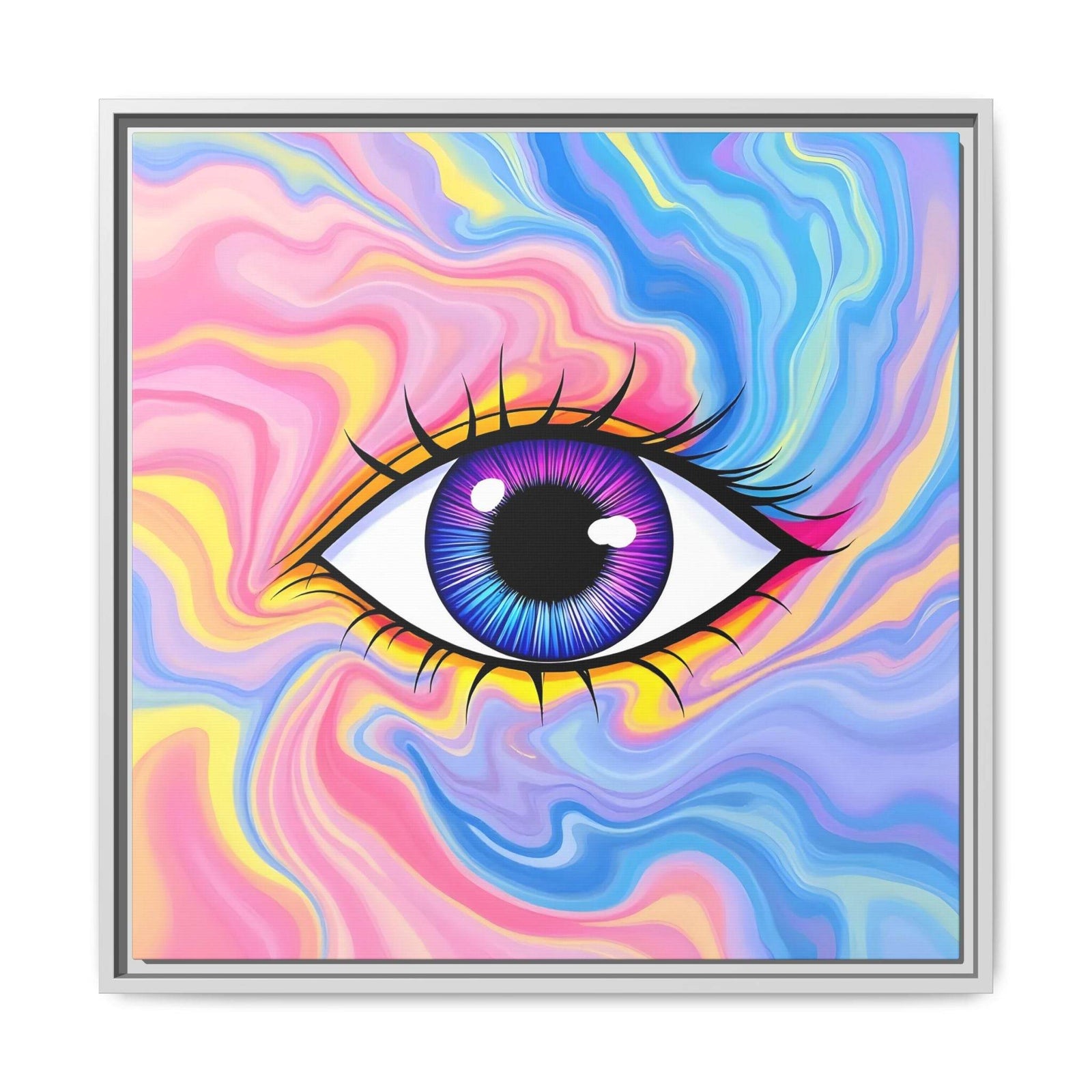 PsEyeFlow #28 - Cosmic Mirage on Framed Matte Canvas (Multi-color) - Highdellic