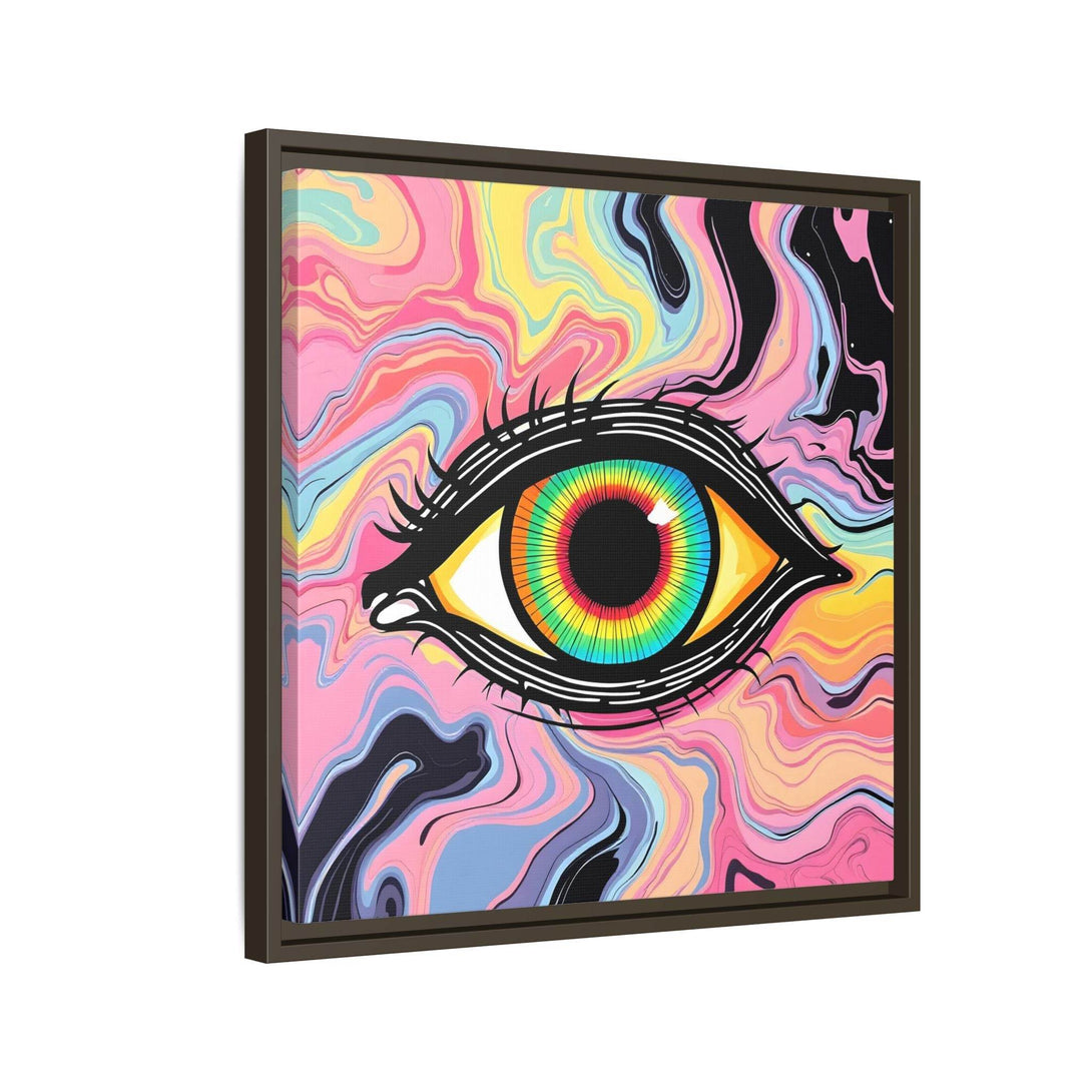 PsEyeFlow #33 – The Watcher’s Descent on Framed Matte Canvas (multi colour) - Highdellic