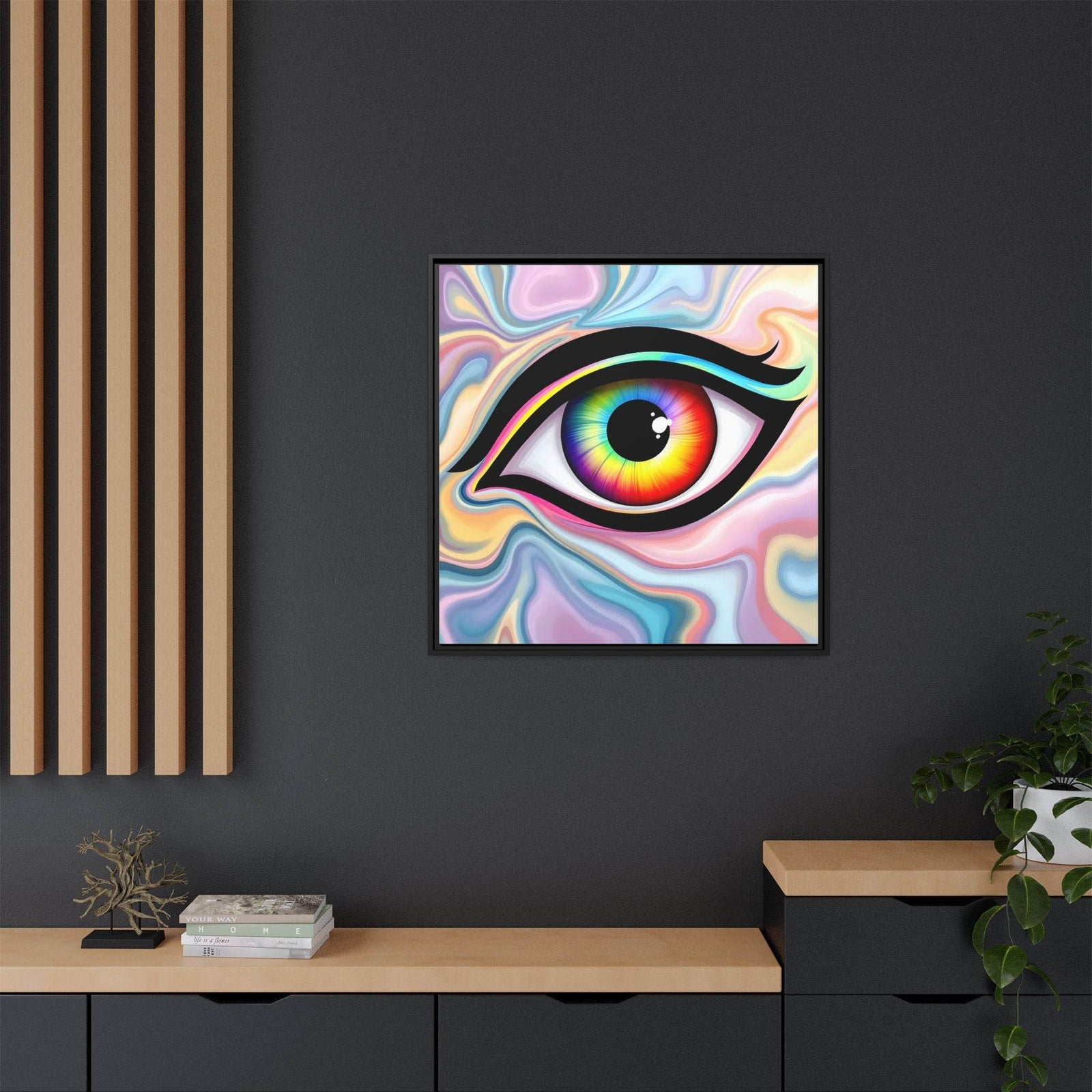 PsEyeFlow #24 - Prism Reflection (Square Matte Canvas, Framed (Multi-color)) - Highdellic